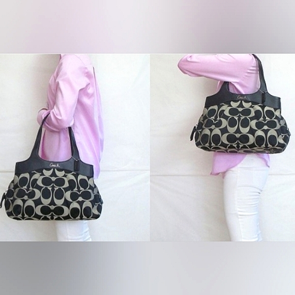 ★BEAUTIFUL!!★EUC COACH "Lexi" Large Signature Sateen 3 Section Interior Satchel - Picture 2 of 16